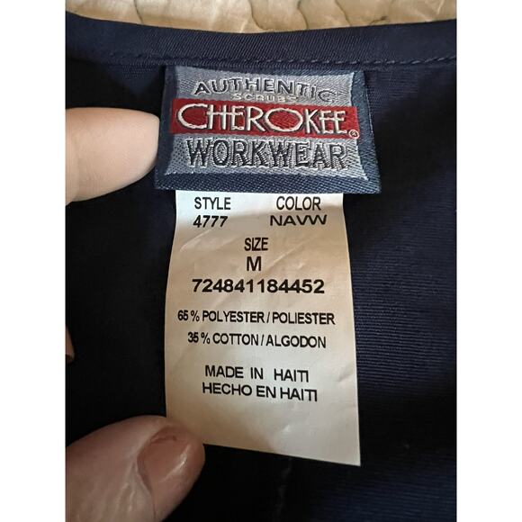 Cherokee Workwear Scrub Top Originals Unisex Medium Navy Blue V-Neck Medical Top - Picture 4 of 8